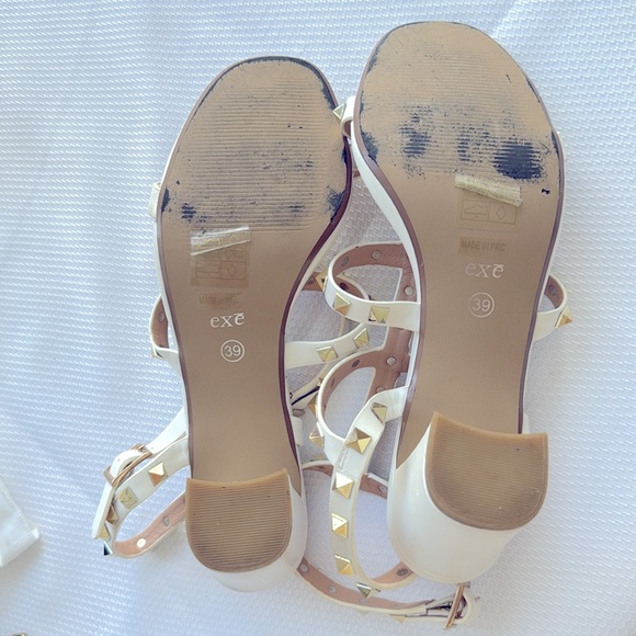 Exe sandals white leather gold spikes size 39 - Picture 6 of 7